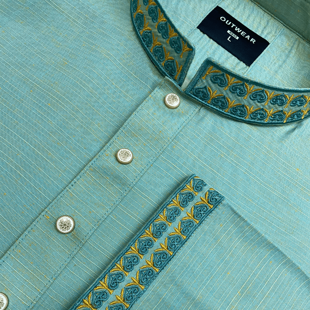 Outwear Men's Exclusive Embroidered Cotton Panjabi- D30