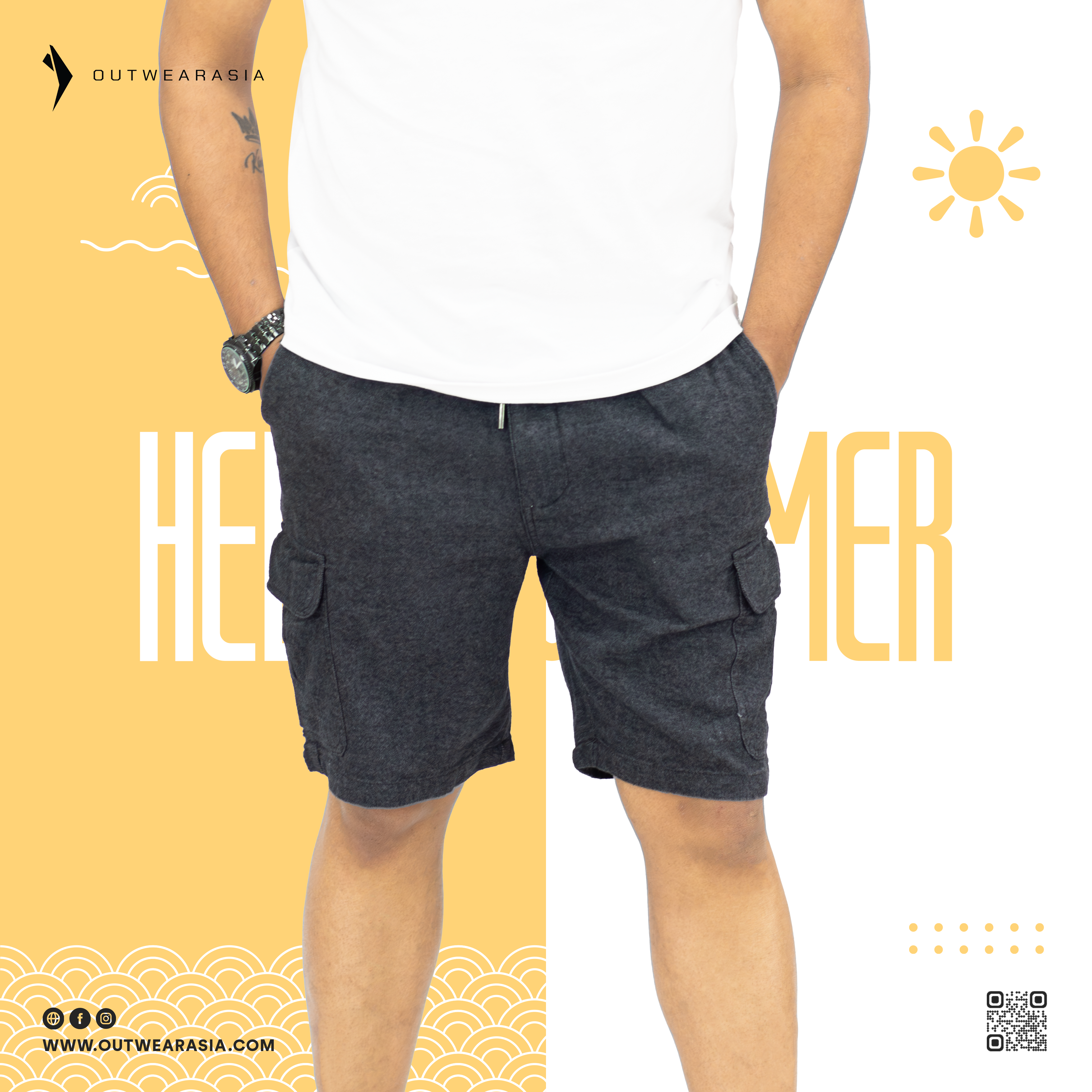 Men's Cargo Shorts Pant Multi Pocket_Black | Outwear
