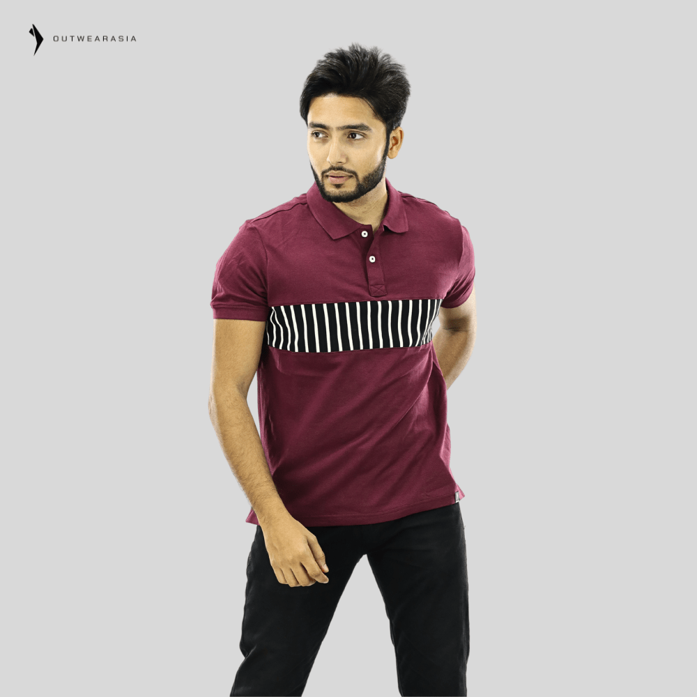 Outwear Single Jersey Knitted Cotton Polo -A1- Burgundy