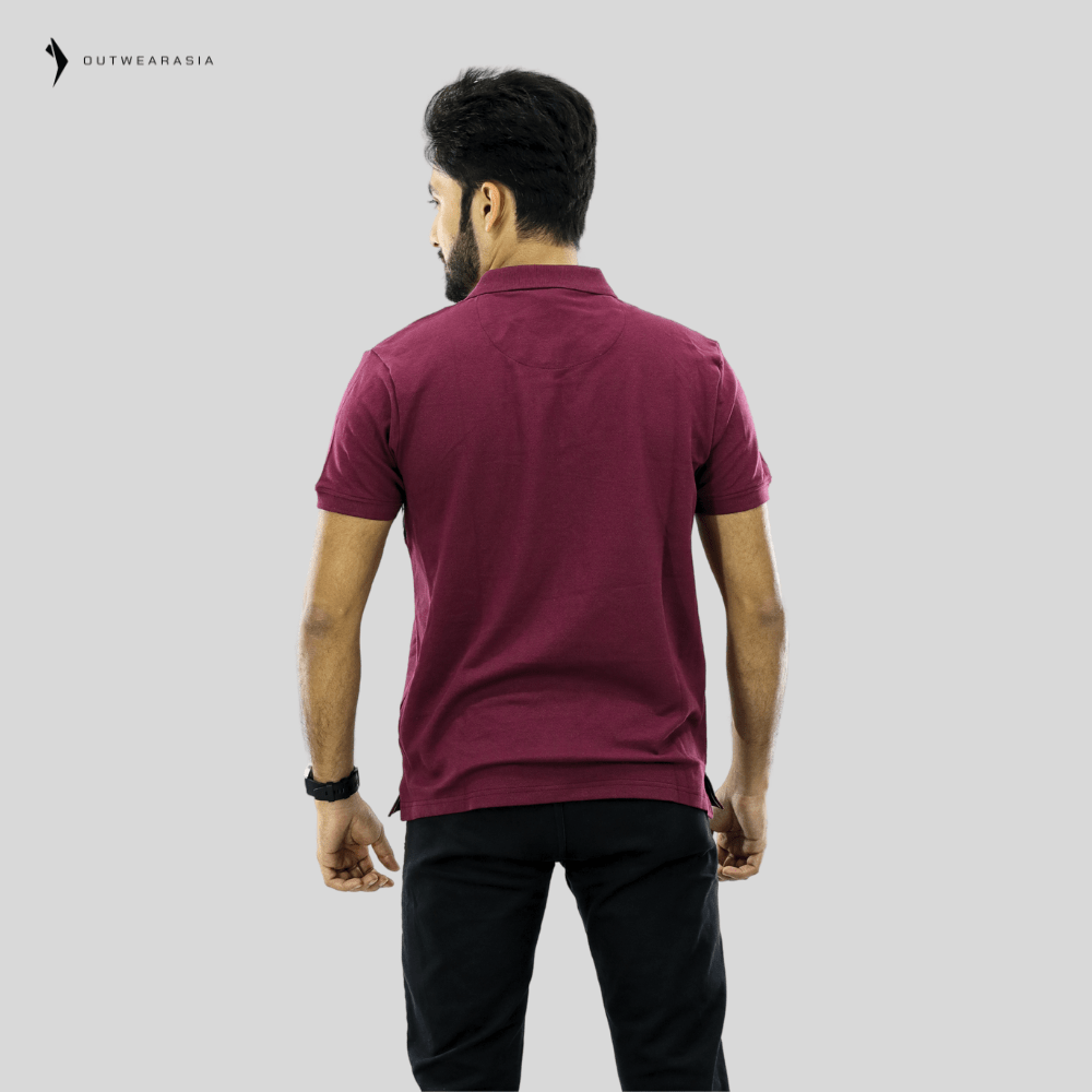 Outwear Single Jersey Knitted Cotton Polo -A1- Burgundy