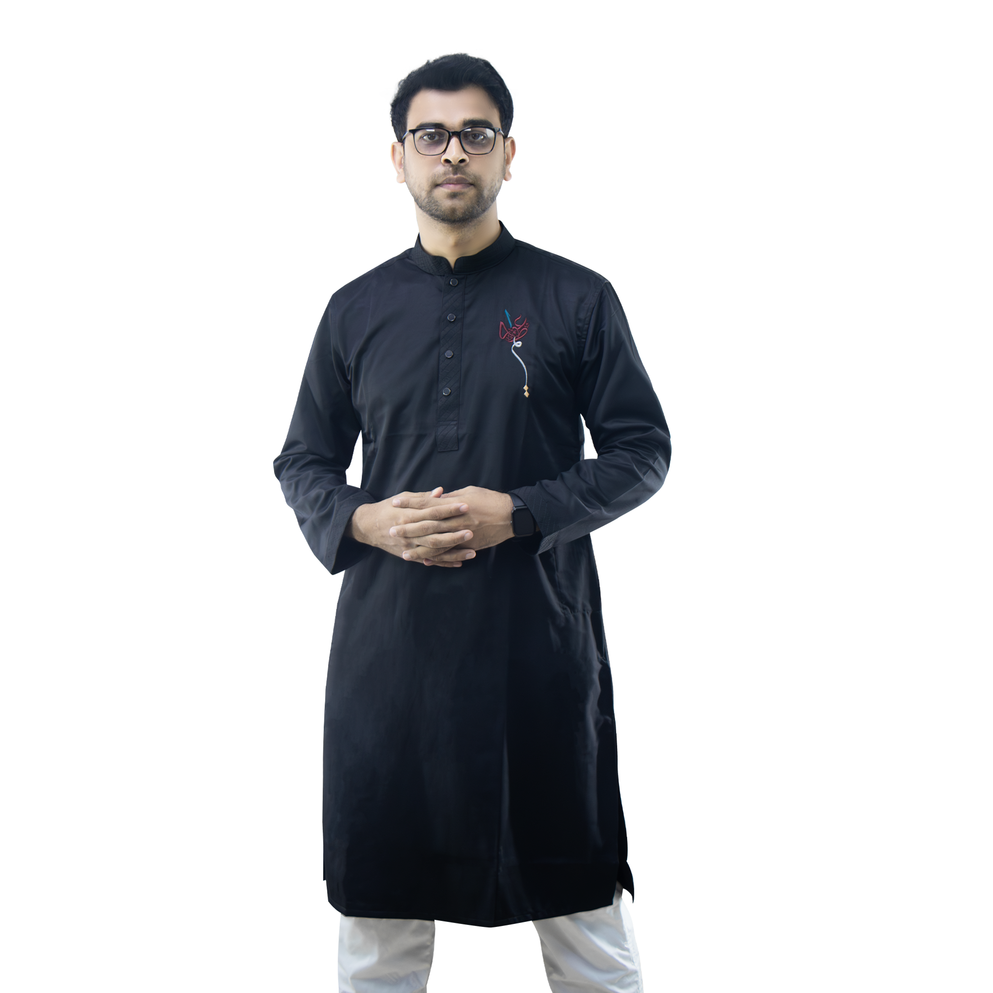 Outerwear Premium Embroidery Panjabi-AlCALLIGRAPHY PUNJABI-TROPICAL SUITING TWILL FABRIC A11Saber (Copy)