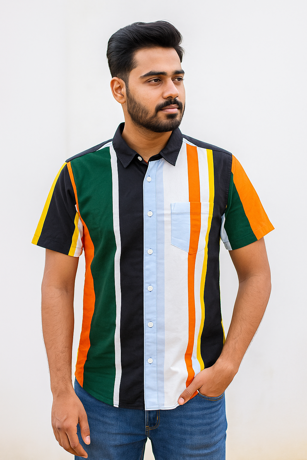 Men's Multicolor Casual Shirt – Short Sleeve