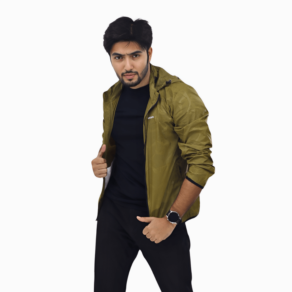 Windbreaker Travel Jacket with Portable Bag Brown