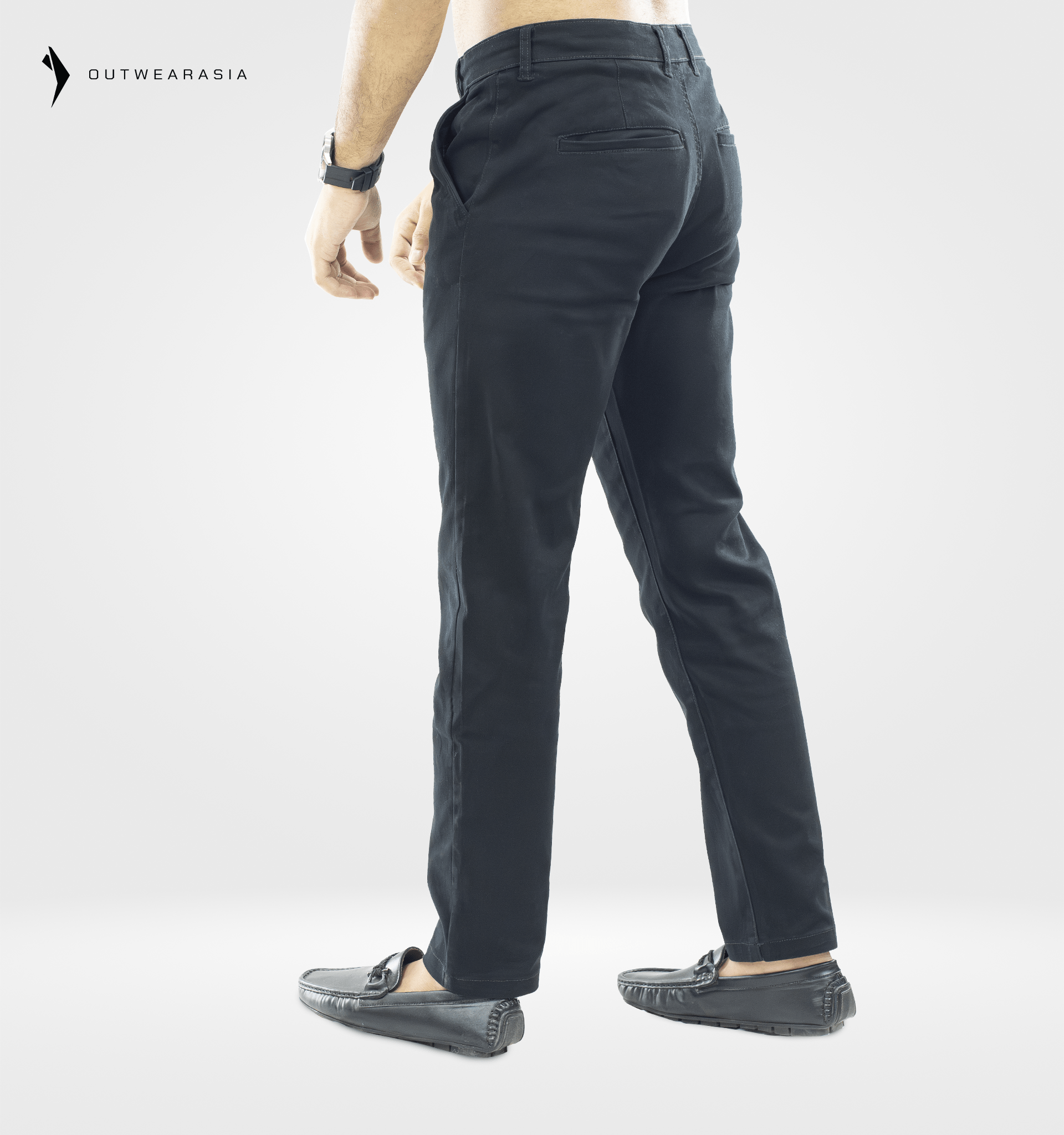 Outwear- Men's Twill Chino Pant Long Semi Narrow - Navy