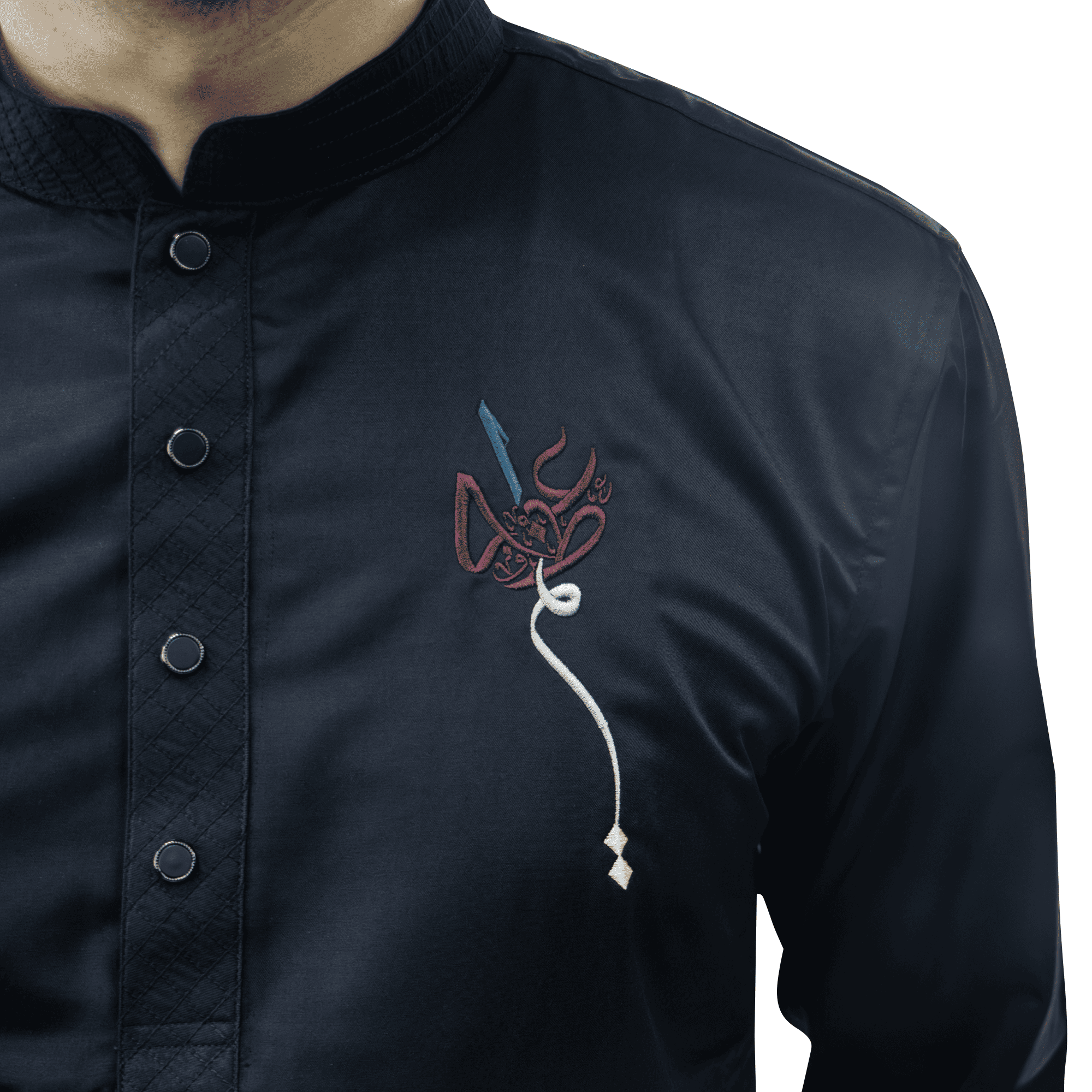 Outerwear Premium Embroidery Panjabi-AlCALLIGRAPHY PUNJABI-TROPICAL SUITING TWILL FABRIC A11Saber (Copy)