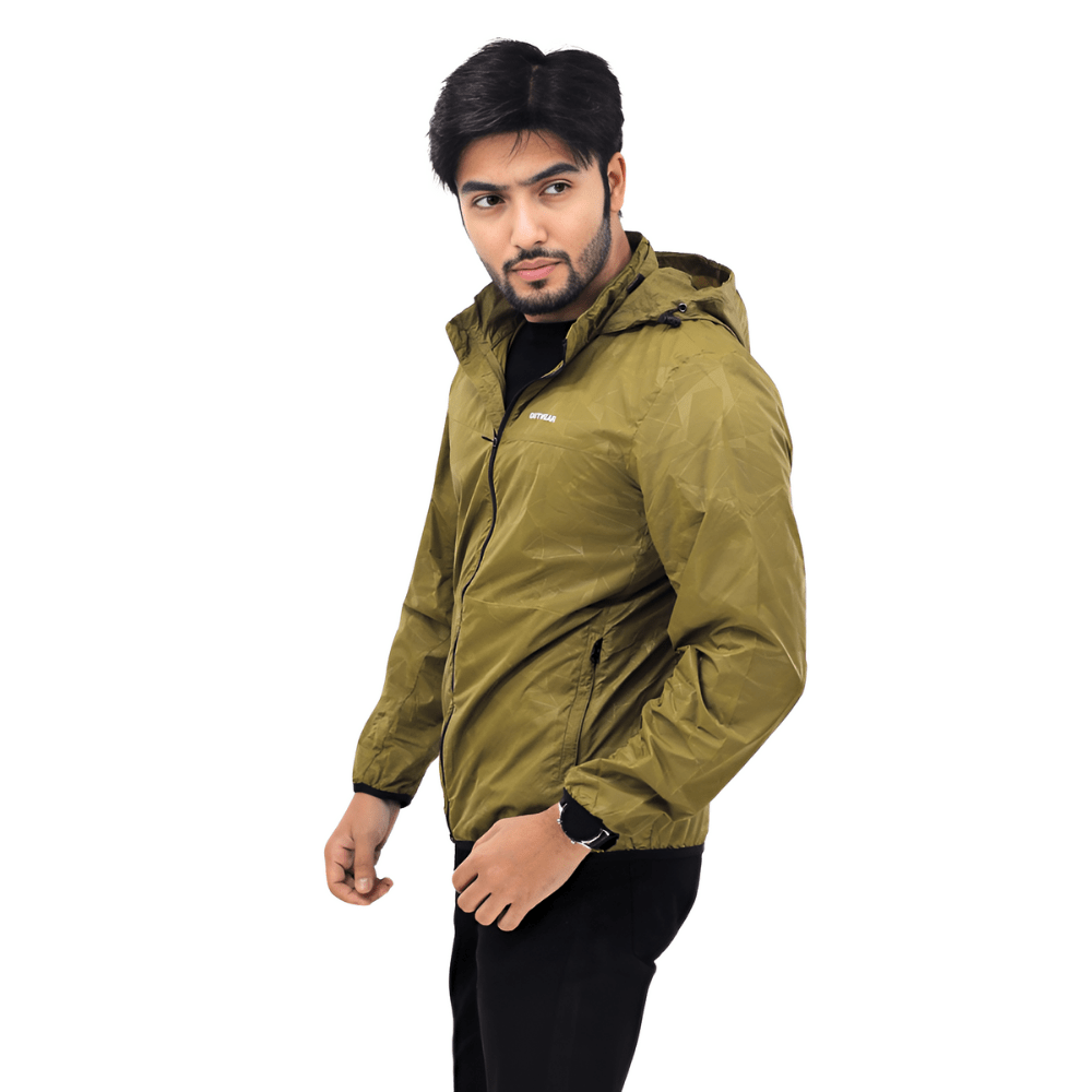 Windbreaker Travel Jacket with Portable Bag Brown