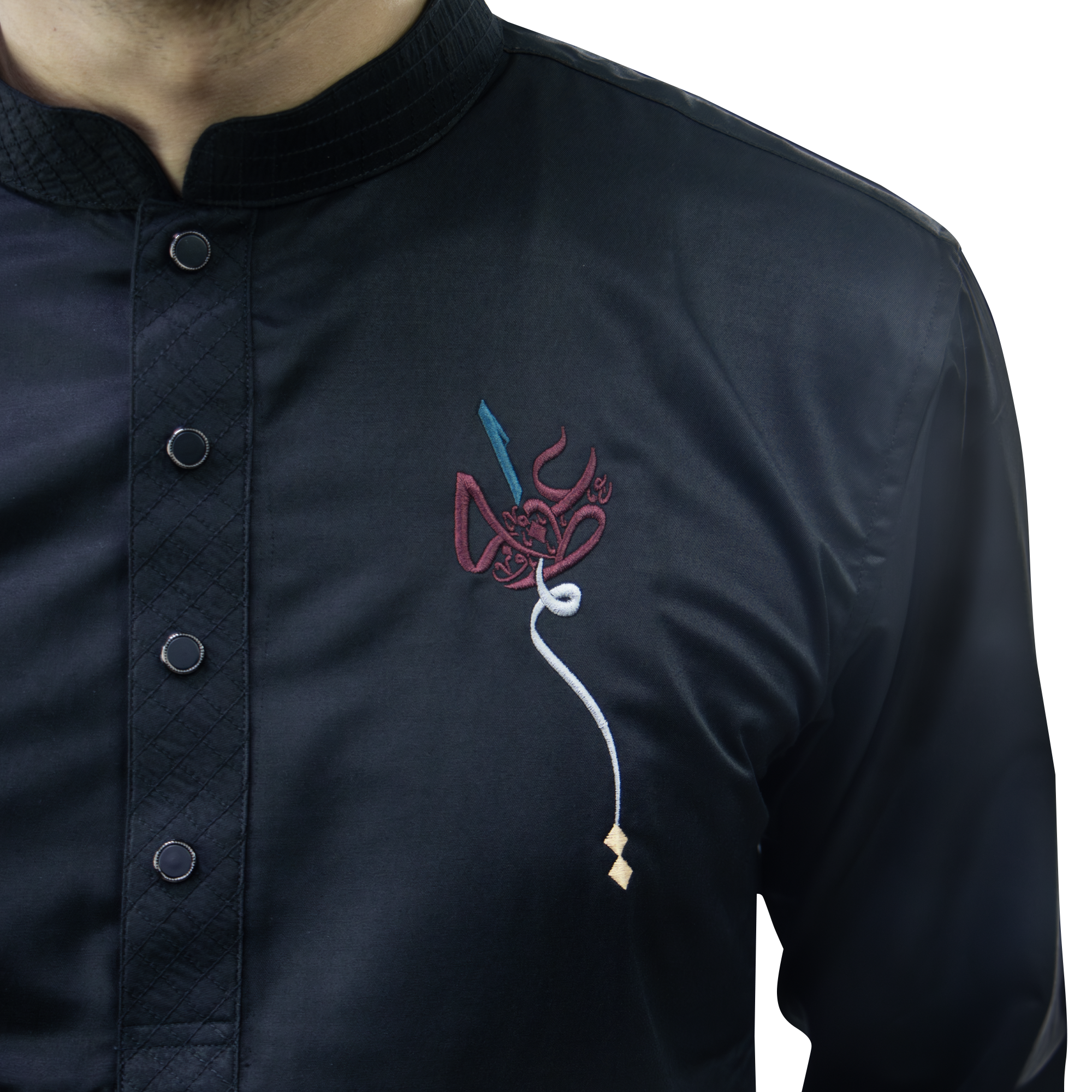 Outerwear Premium Embroidery Panjabi-AlCALLIGRAPHY PUNJABI-TROPICAL SUITING TWILL FABRIC A11Saber (Copy)