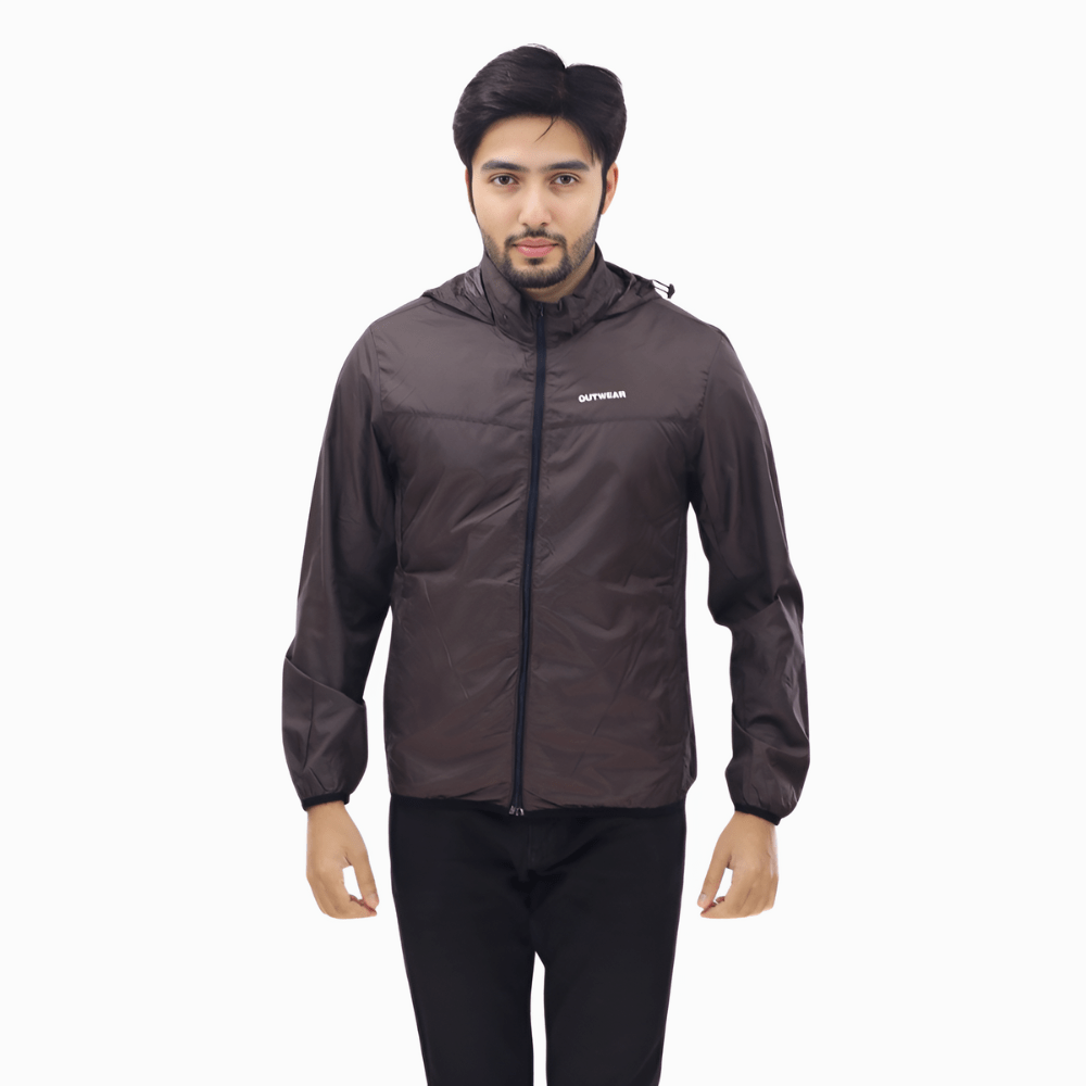 Windbreaker Travel Jacket with Portable Bag Coffe