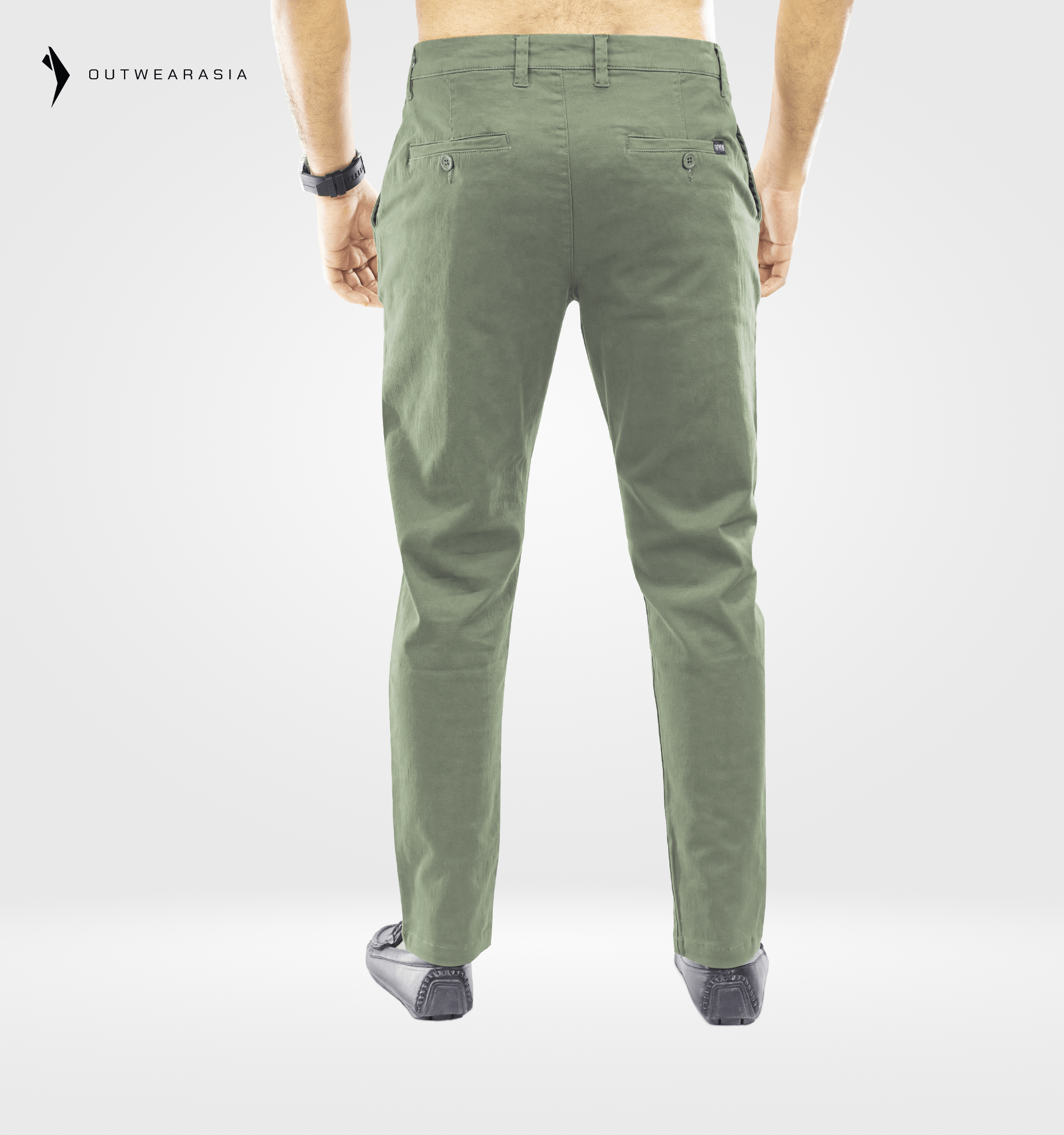 Outwear- Men's Twill Chino Pant Long Semi Narrow- Light Olive