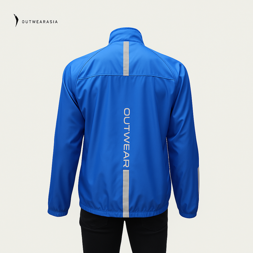 Premium Biker Windbreaker for Men’s With Printed Reflective, More Elasticity RIB & Raglan Collar- Gusty Blue