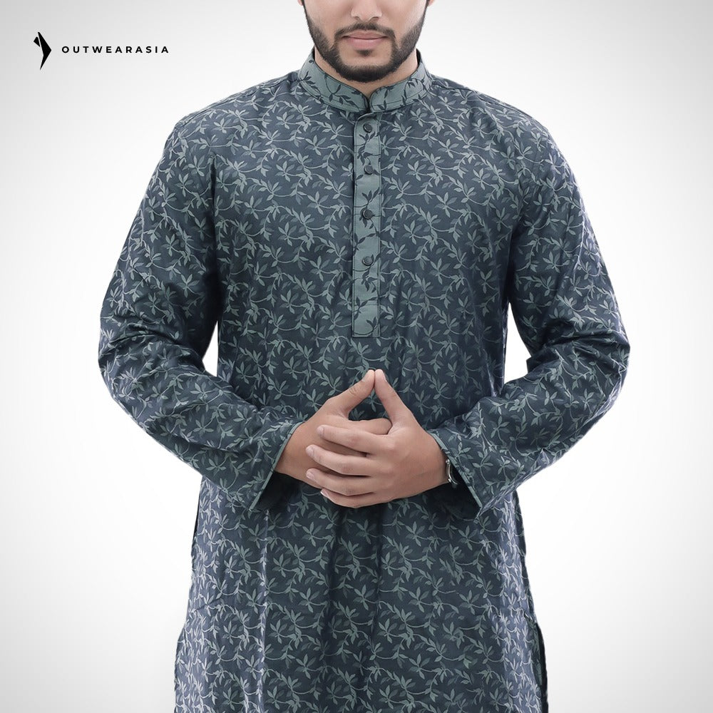Men's Printed Jacquard Fabric Panjabi | Outwear- D24