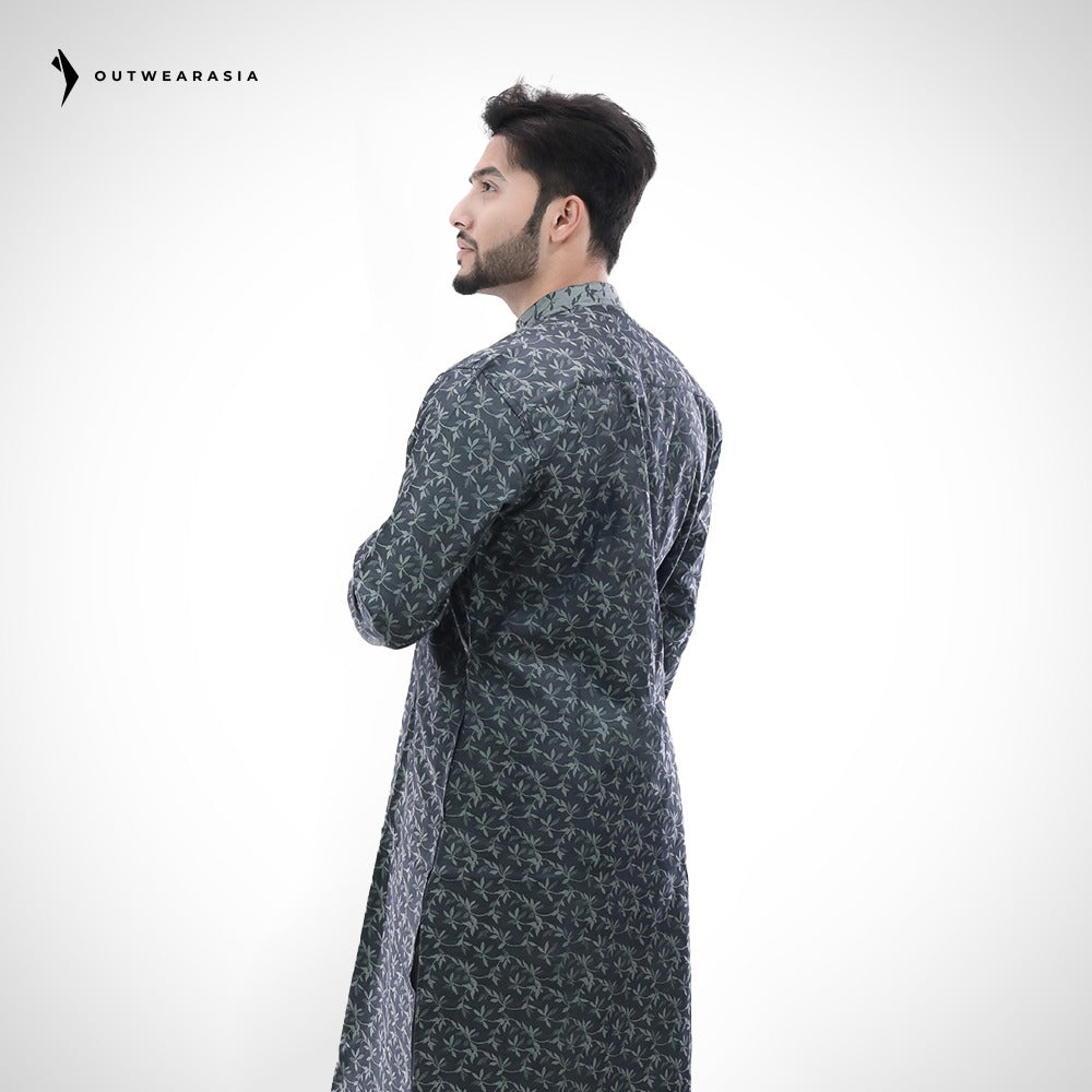 Men's Printed Jacquard Fabric Panjabi | Outwear- D24