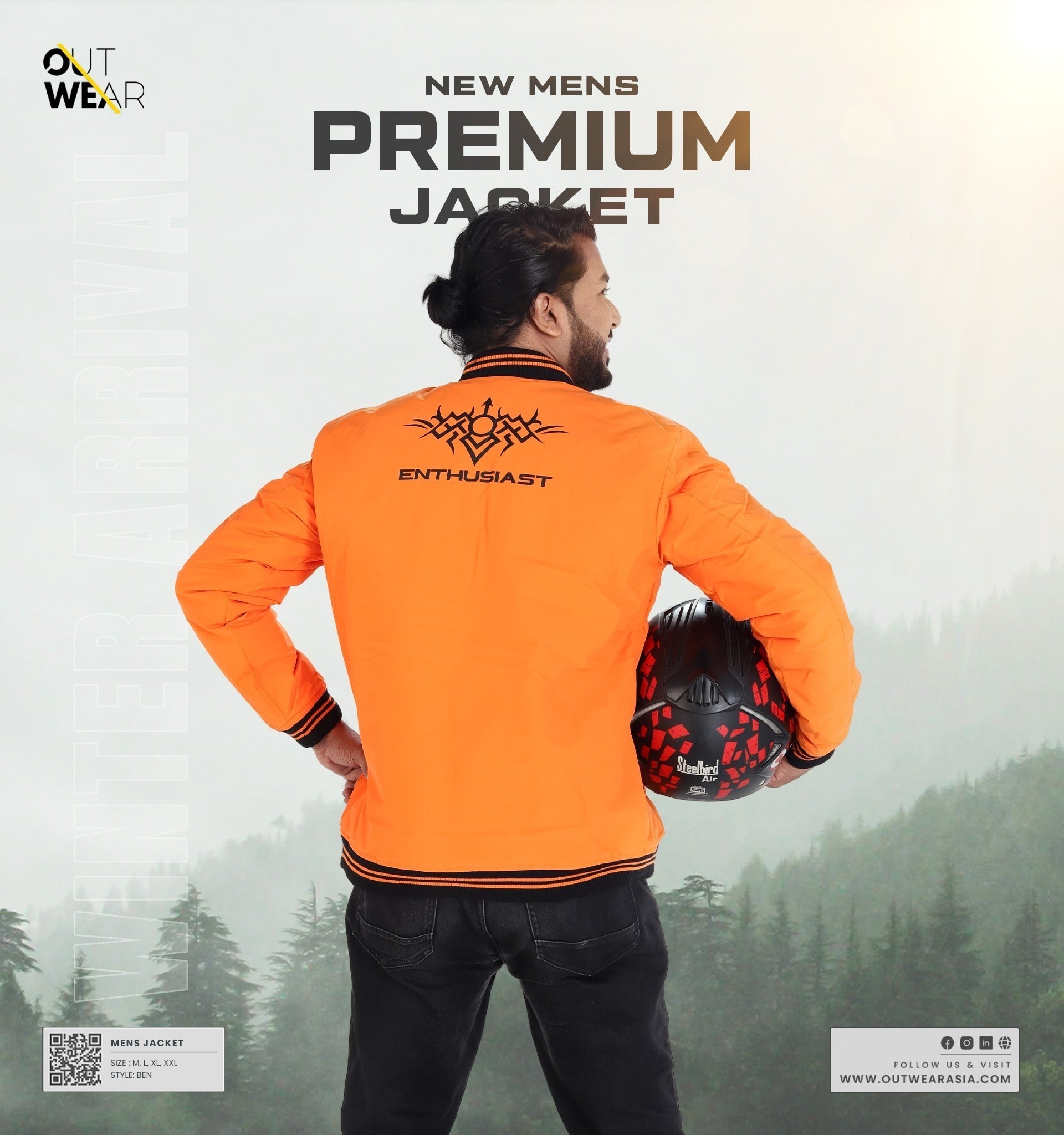 Men’s High Quality Premium Jacket- Ben- Orange