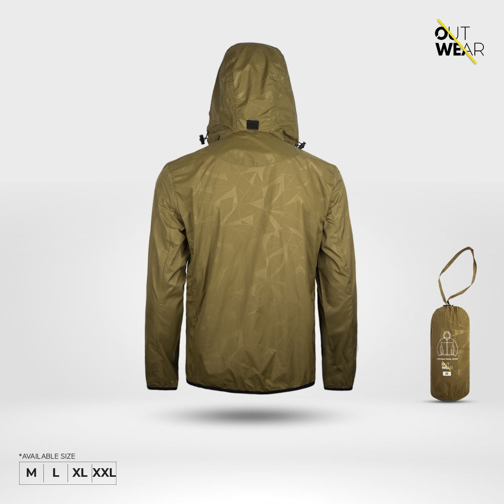 Windbreaker Travel Jacket with Portable Bag-Olive Green