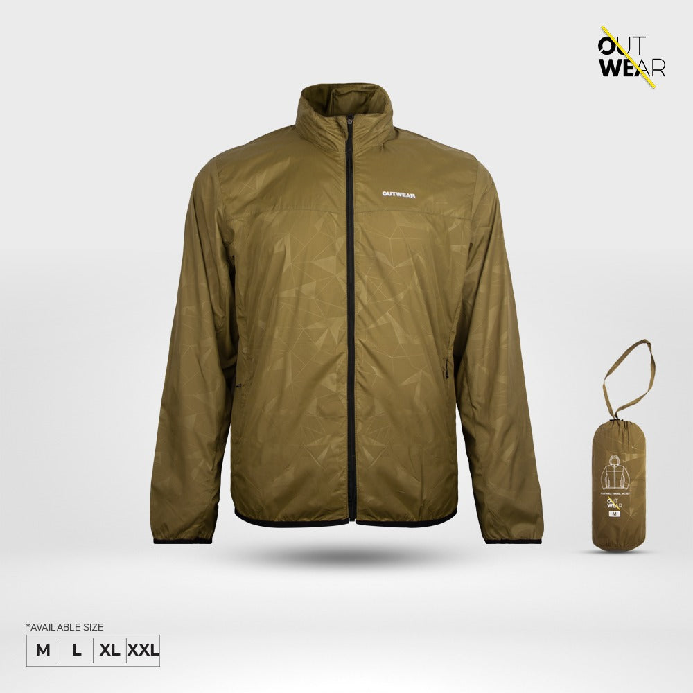Windbreaker Travel Jacket with Portable Bag-Olive Green