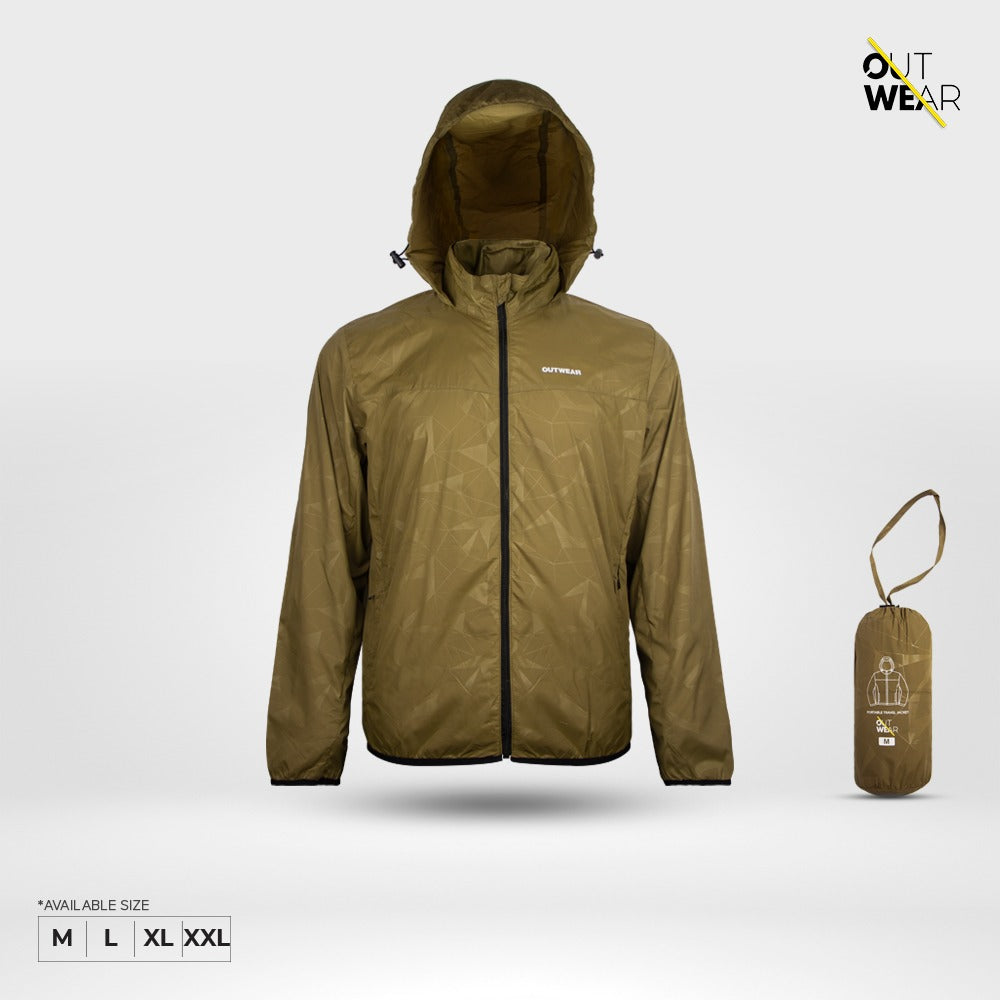 Windbreaker Travel Jacket with Portable Bag-Olive Green