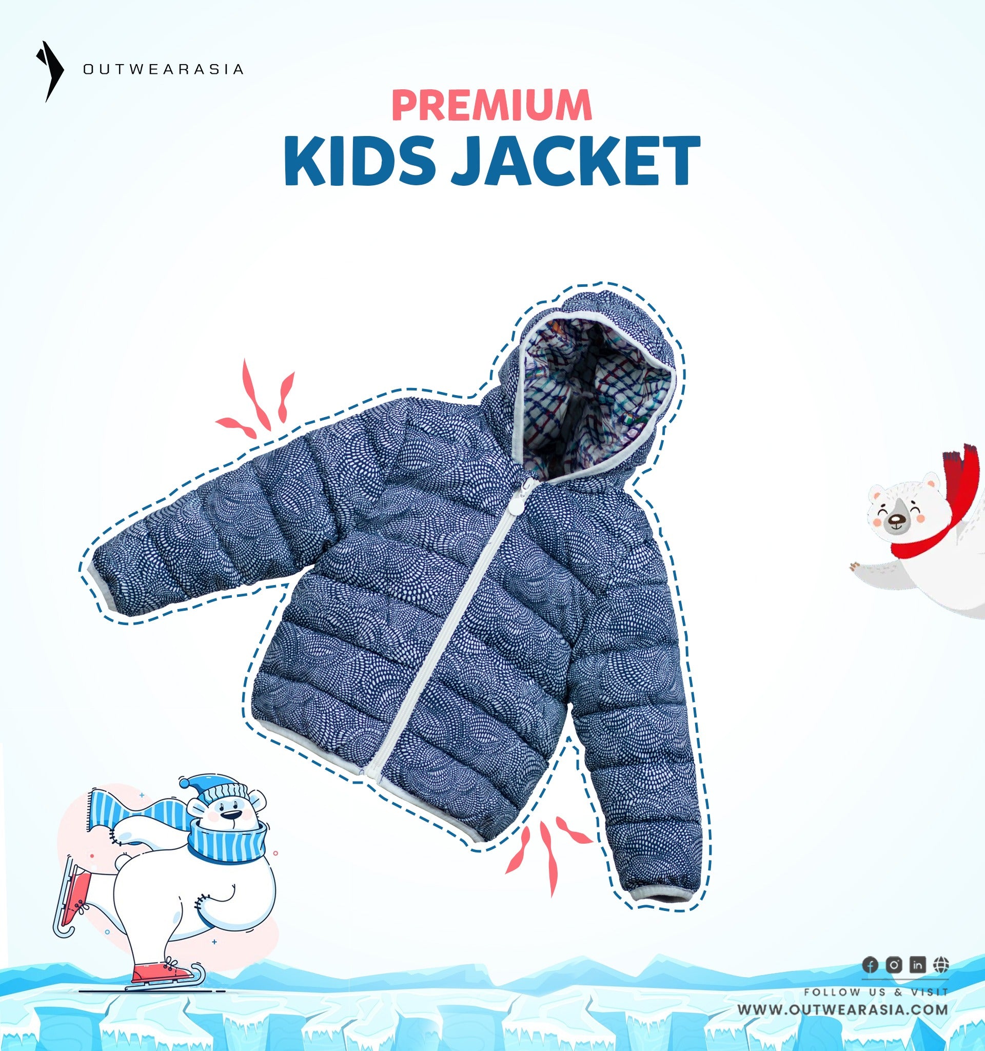 Kid's High Quality Premium Padding Jacket - Toddler Print_Navy Blue