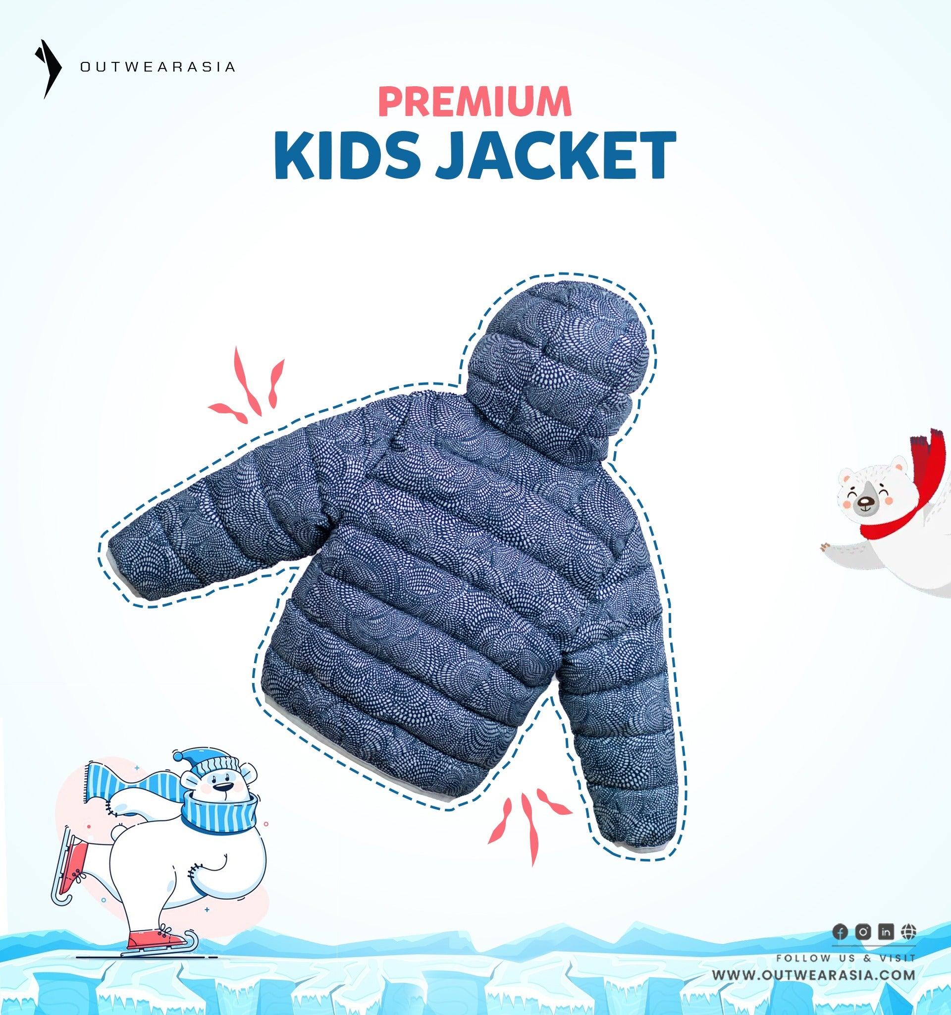Kid's High Quality Premium Padding Jacket - Toddler Print_Navy Blue