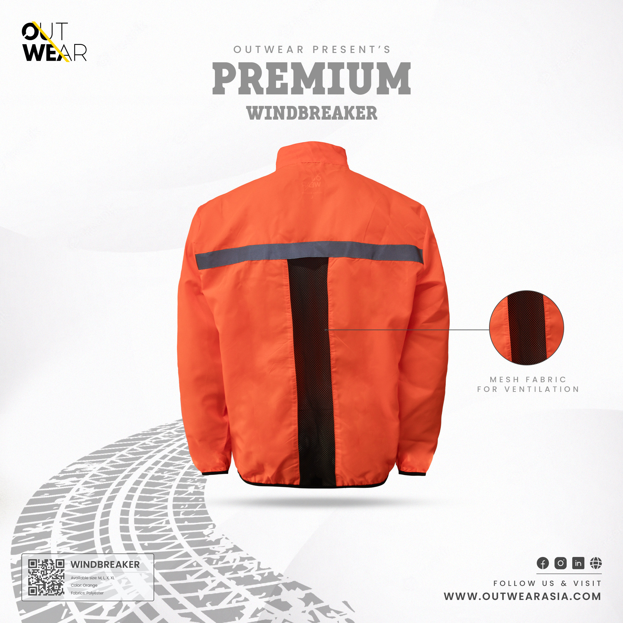 Premium Biker Windbreaker for Men’s -Orange
