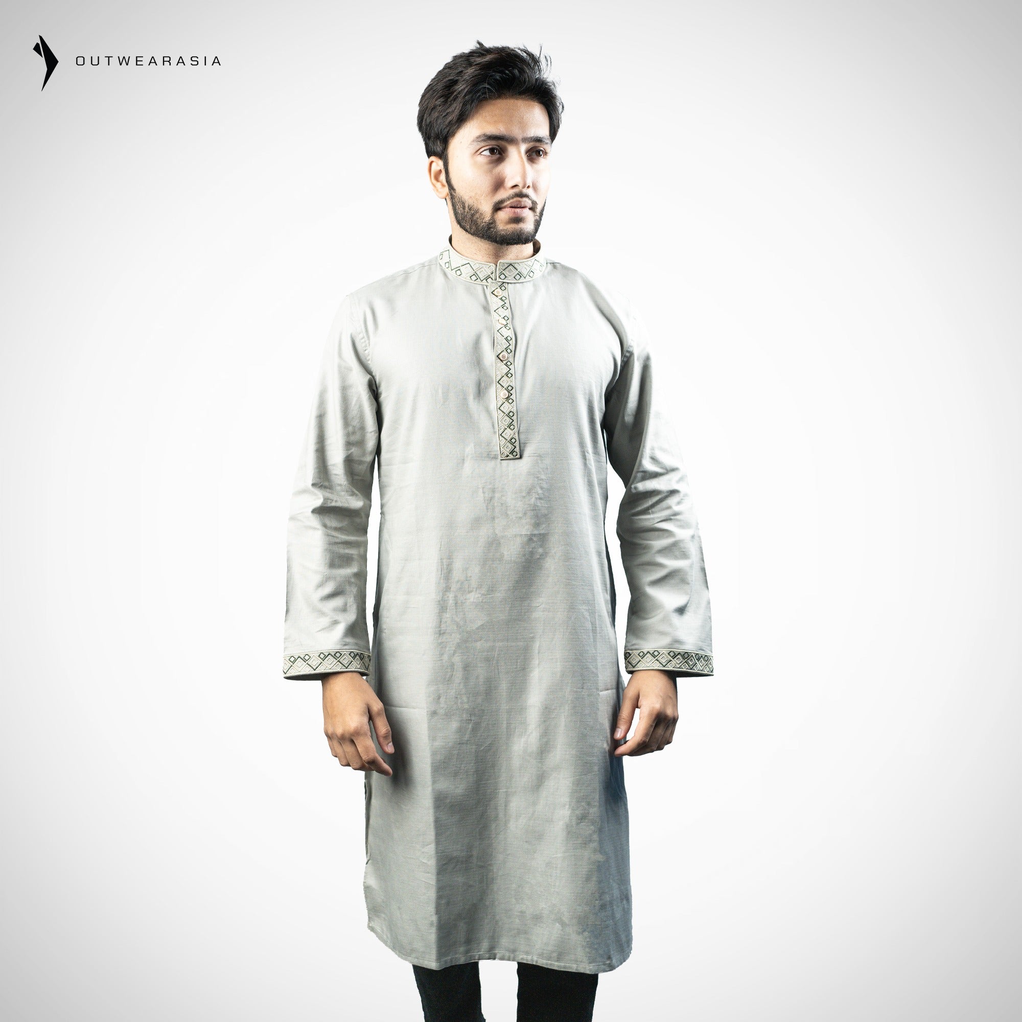 Outwear Men's Exclusive Embroidered Cotton Panjabi- D27