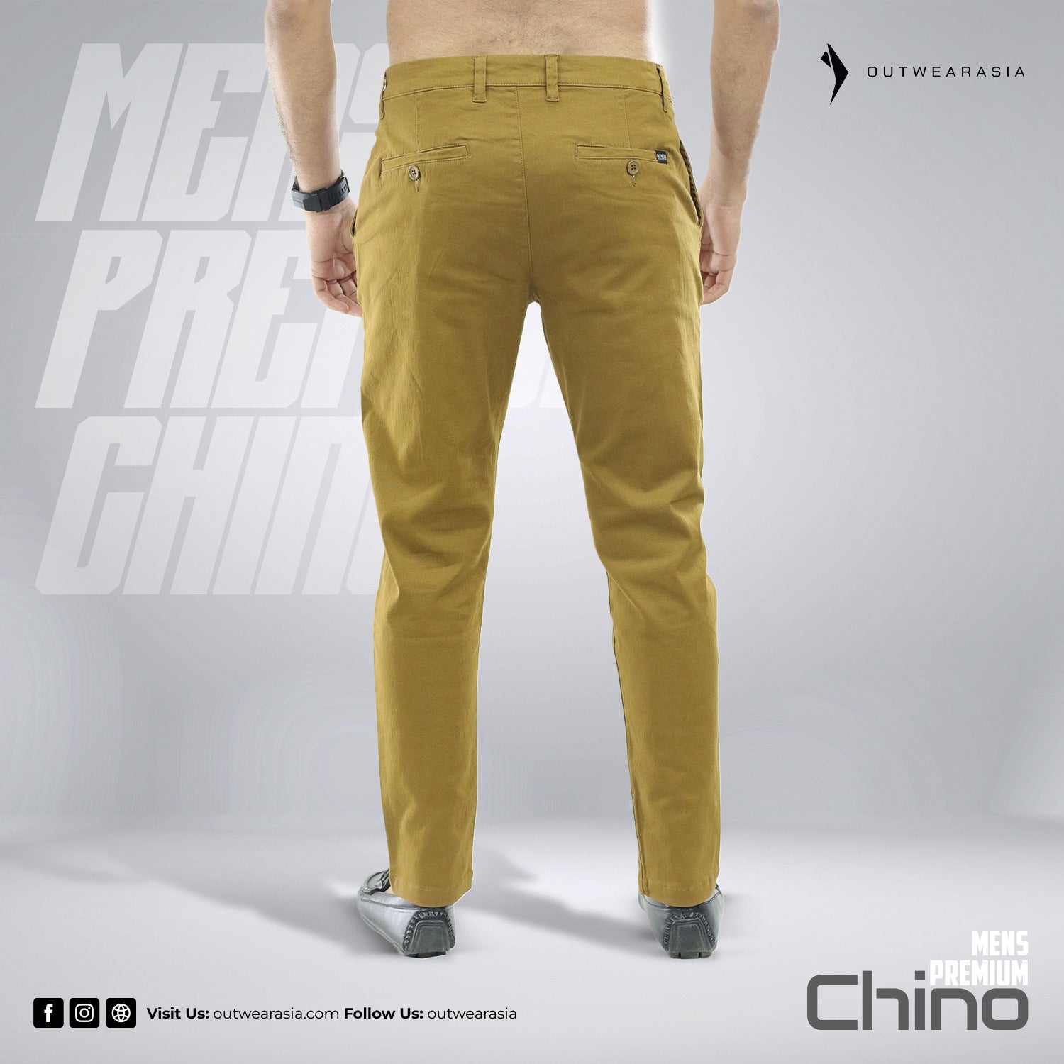 Outwear- Men's Twill Chino Pant Long Semi Narrow- Beige