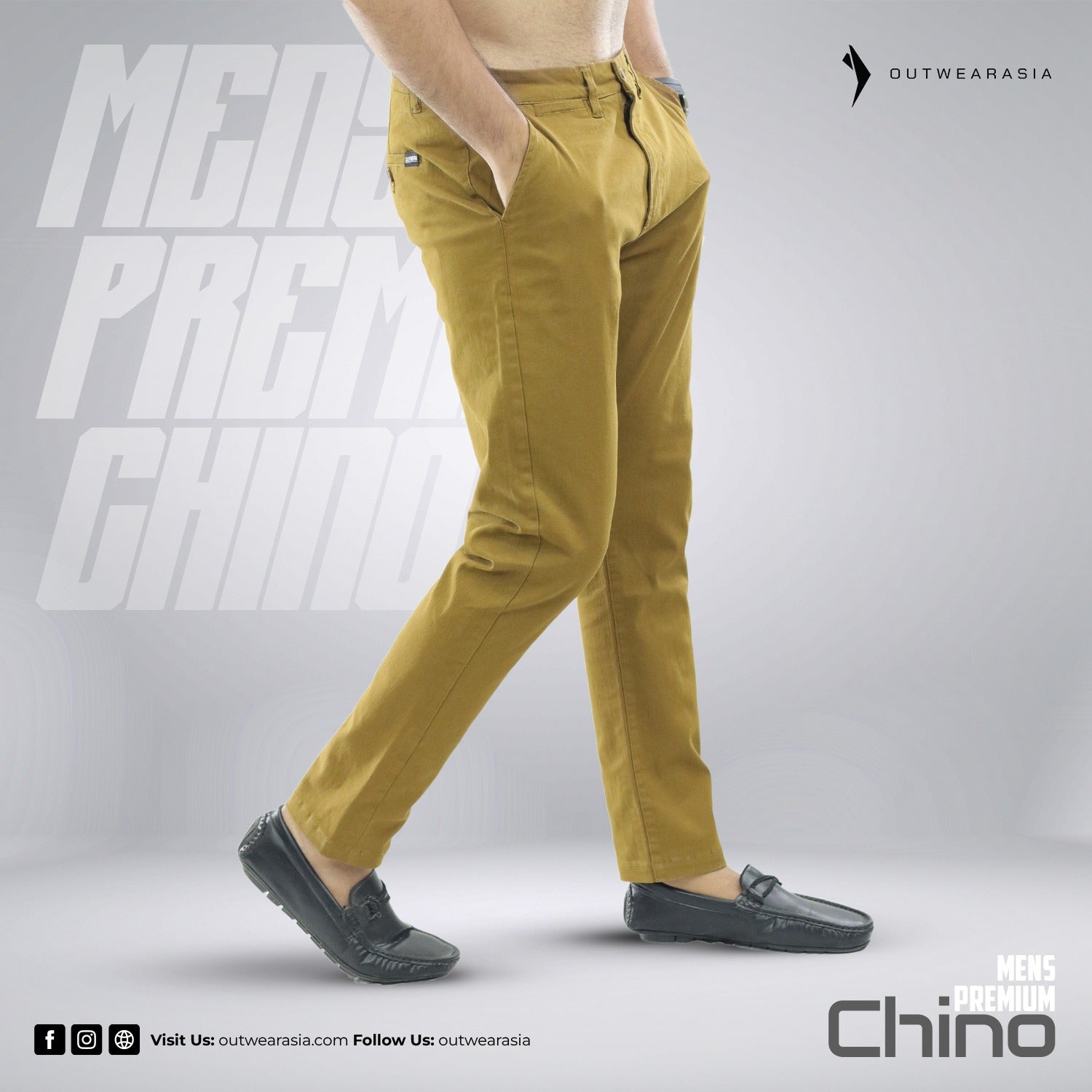 Outwear- Men's Twill Chino Pant Long Semi Narrow- Beige