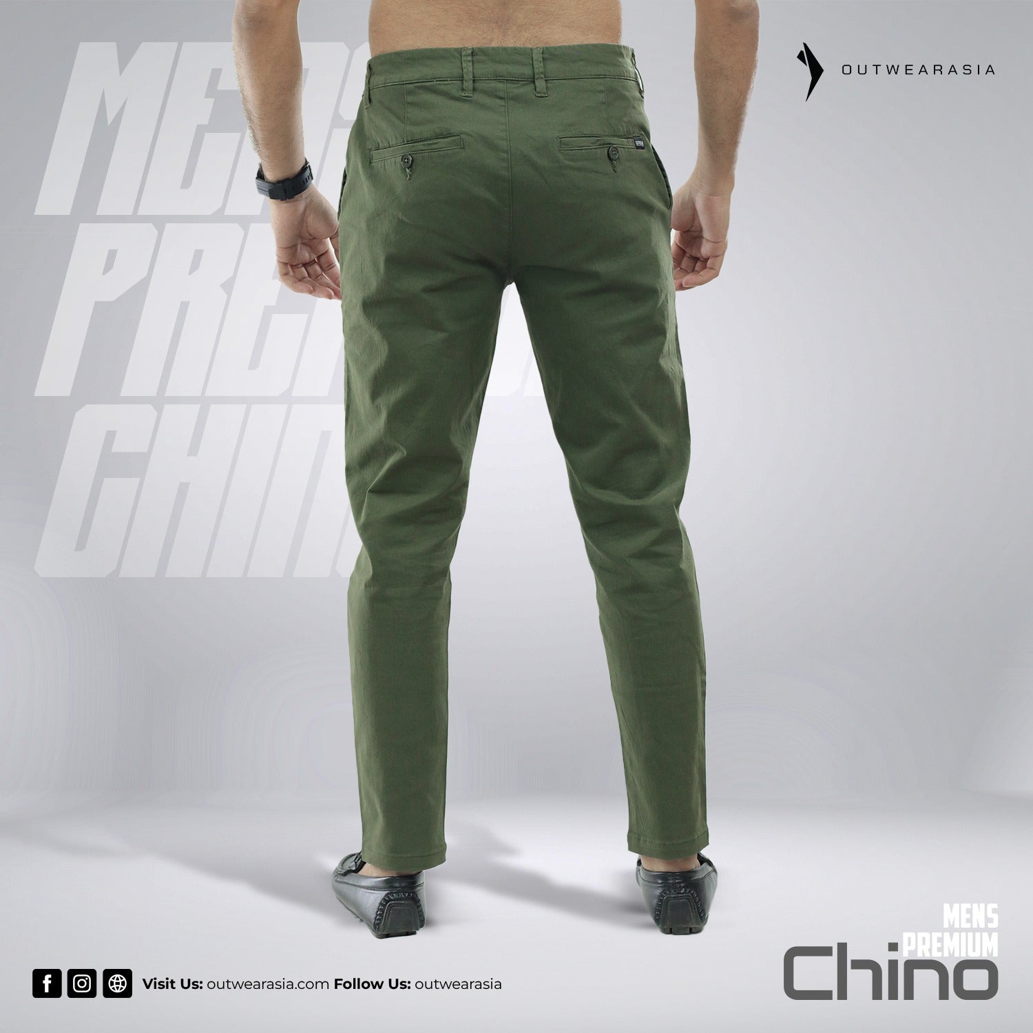 Outwear-Men's Twill Chino Pant Long - Deep Olive