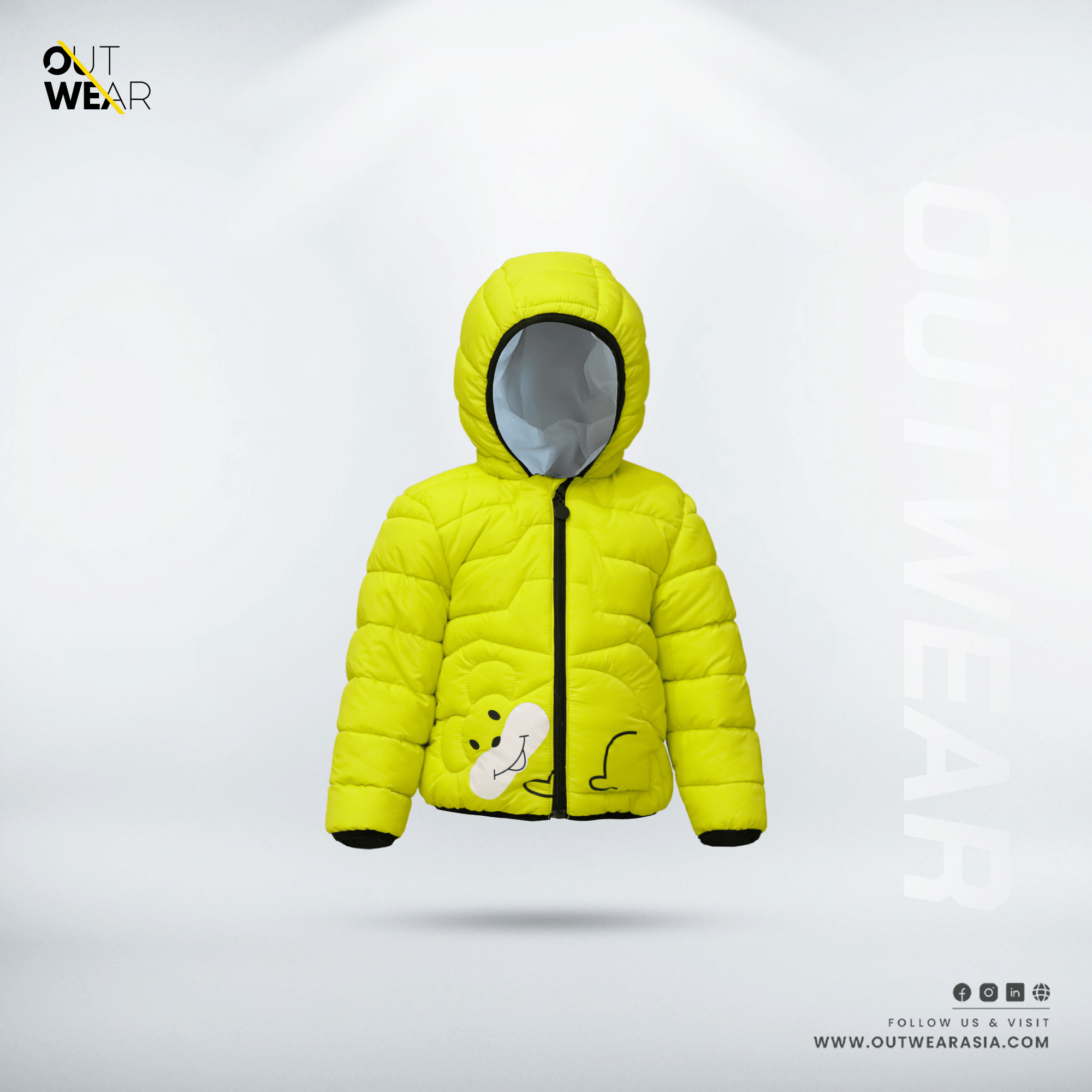 Kid's High Quality Premium Jacket Bear Face - Toddler_Neon
