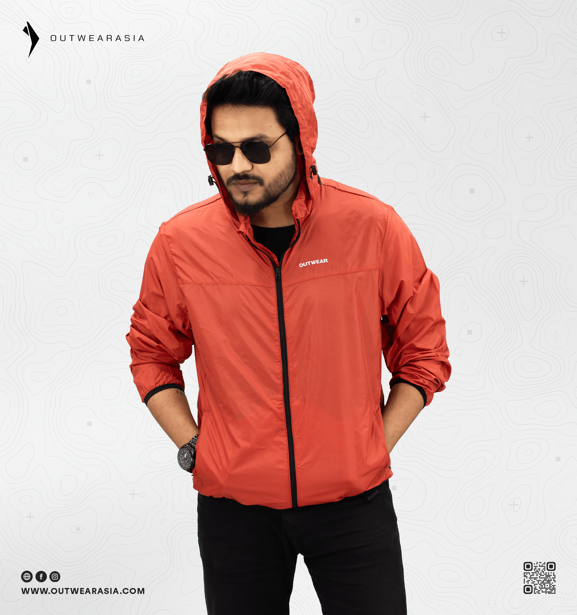 Windbreaker Travel Jacket with Portable Bag -Orange