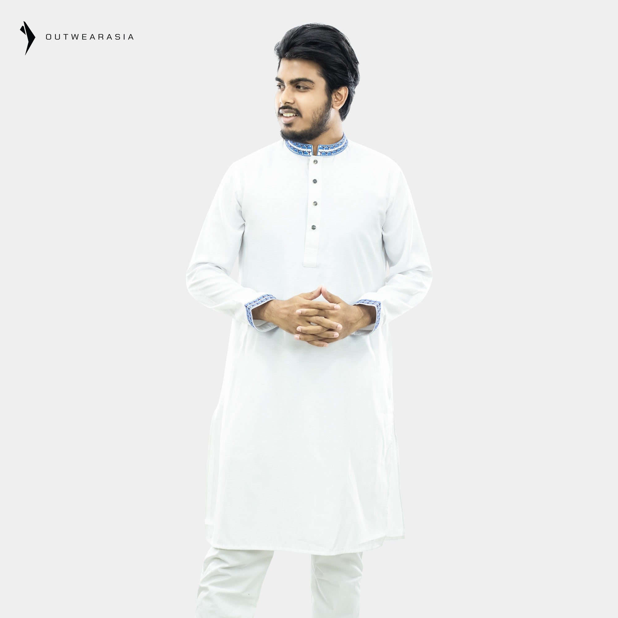 Outwear Men's Exclusive Embroidered Cotton Panjabi- D27