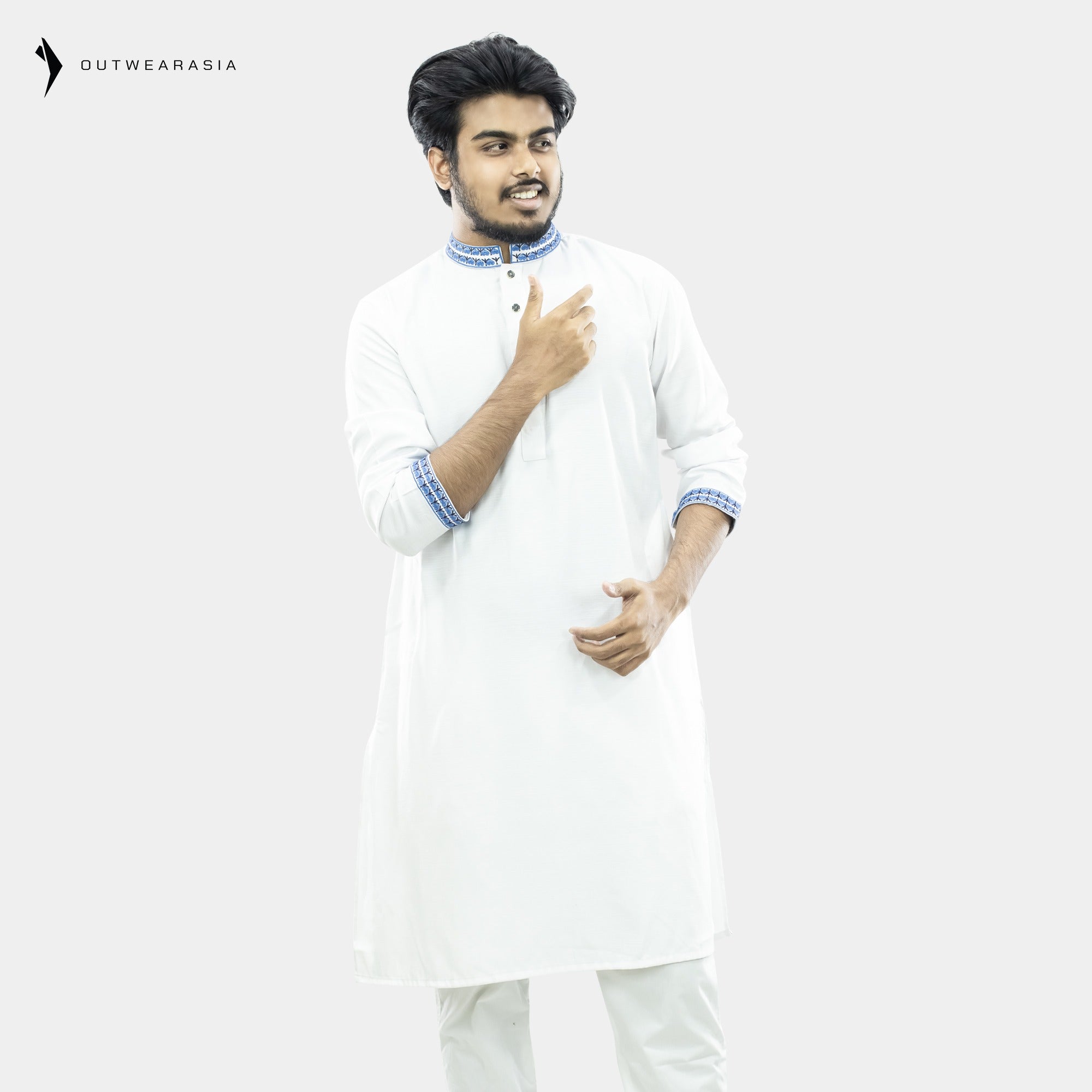Outwear Men's Exclusive Embroidered Cotton Panjabi- D27