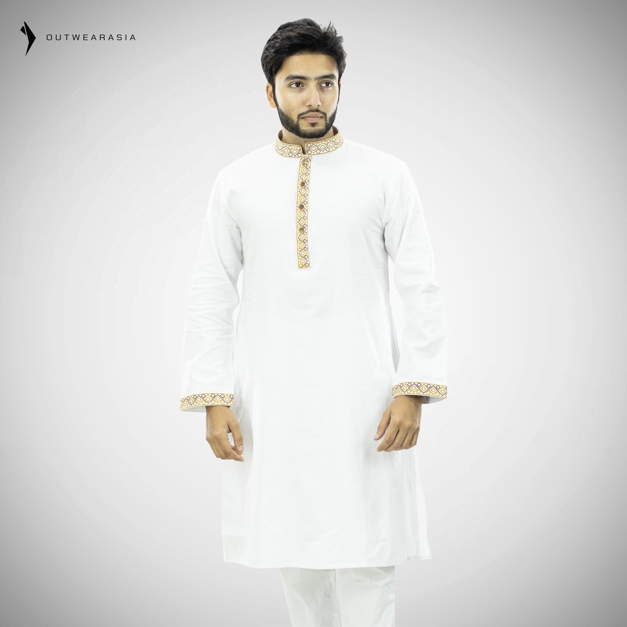 Outwear Men's Exclusive Embroidered Cotton Panjabi- D27