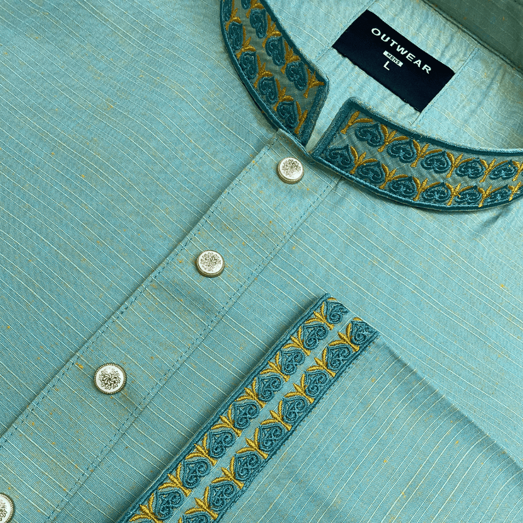 Outwear Men's Exclusive Embroidered Cotton Panjabi- D30