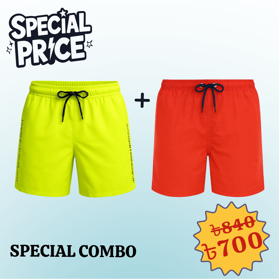SwimShorts Special Combo Offer Orange and Neon 2 pcs
