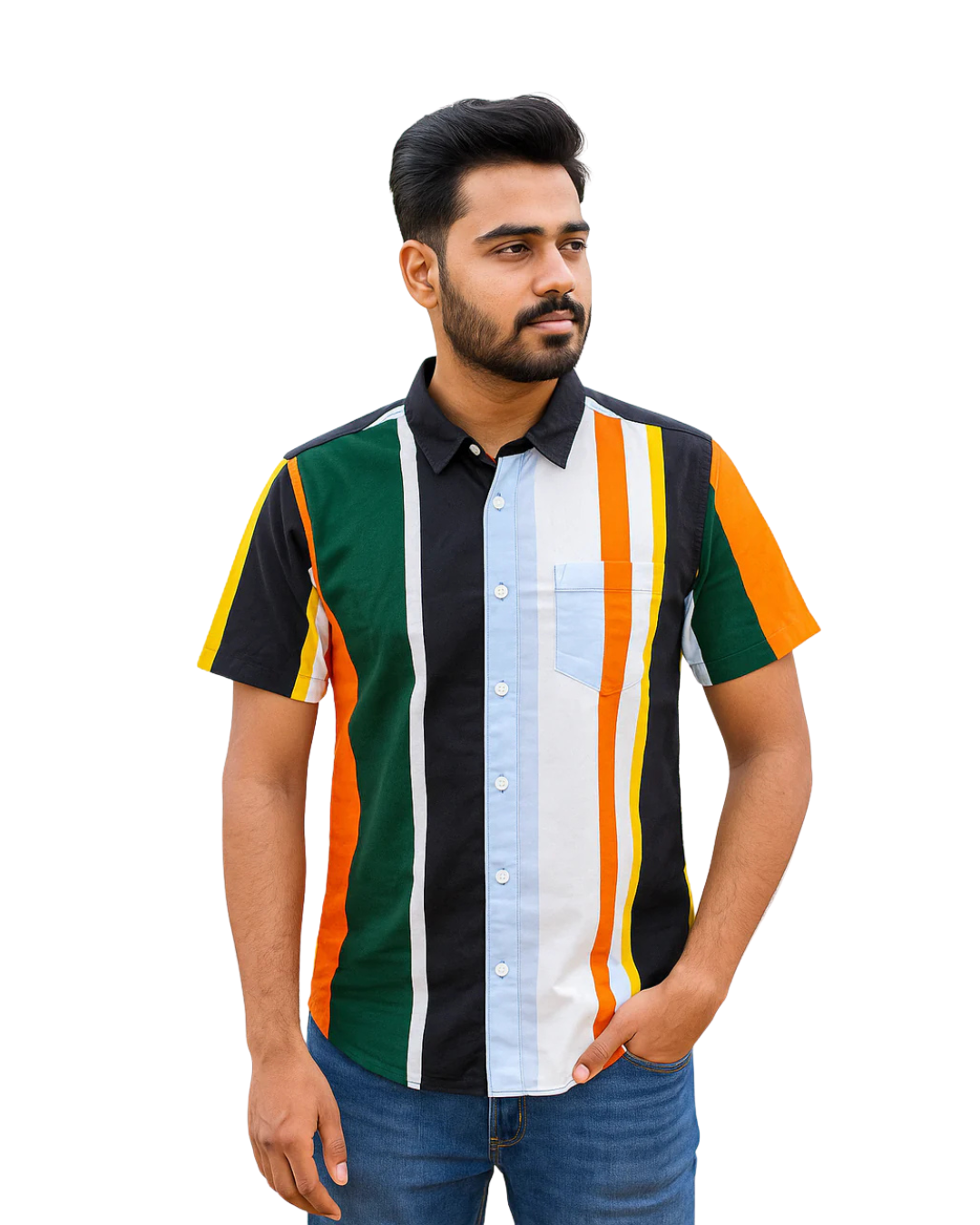 Men's Multicolor Casual Shirt – Short Sleeve