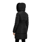 Women's Knee Length Puffer Women Long Sleeve Hooded jacket F&F black