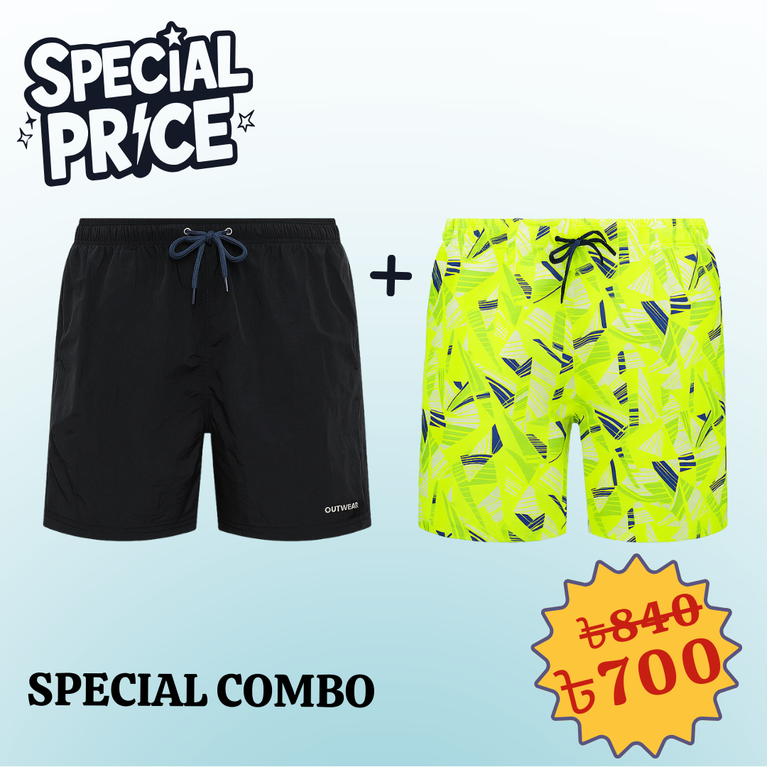 SwimShorts Special Combo Offer black and Neon Print 2 pcs