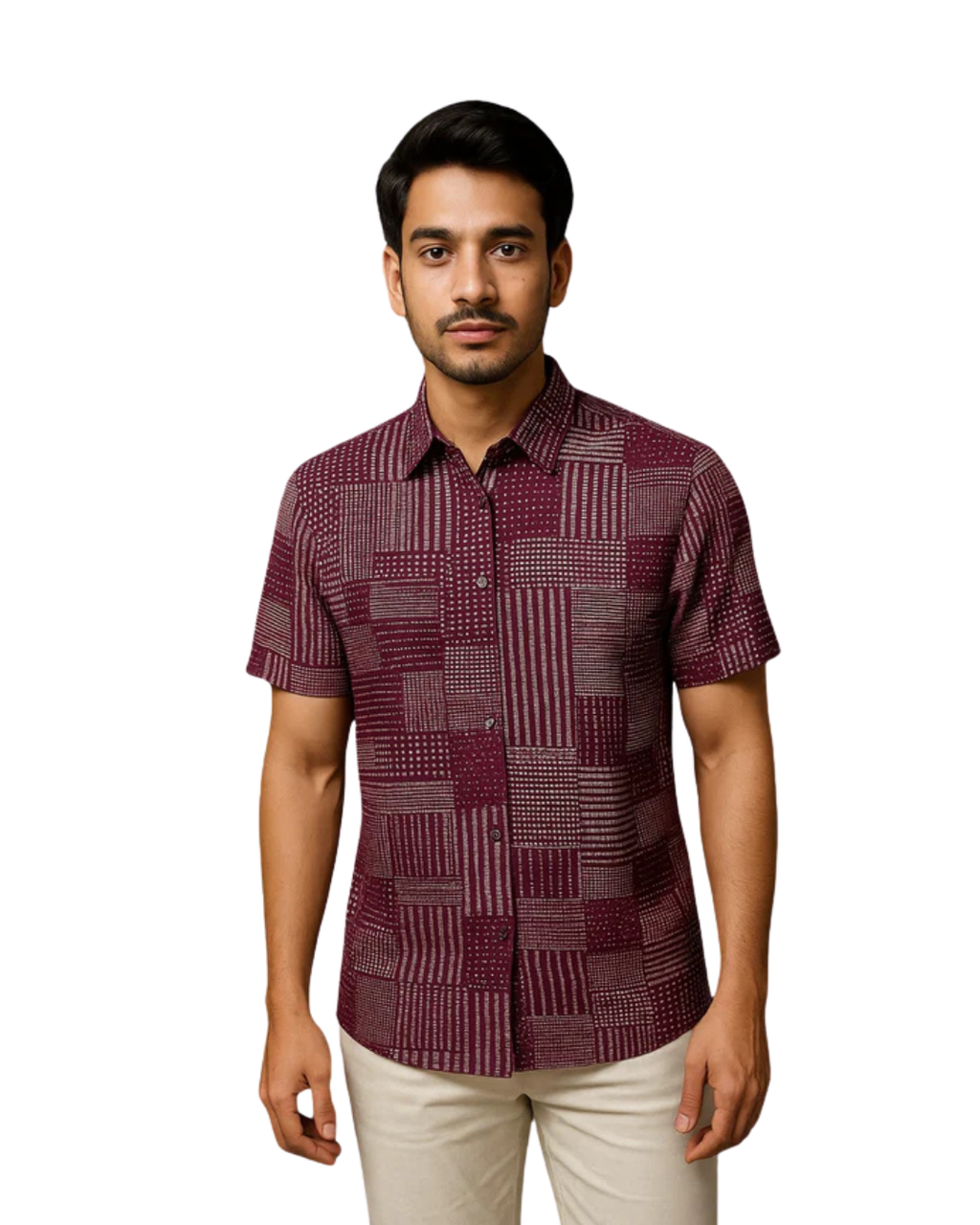 Men’s Purple Print Shirt – Short Sleeve