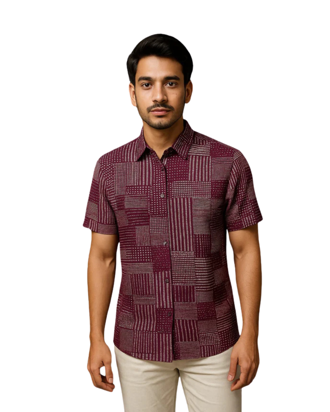 Men’s Purple Print Shirt – Short Sleeve