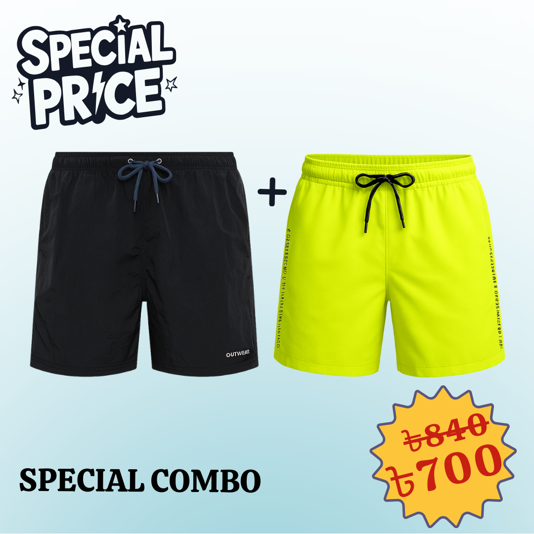 SwimShorts Special Combo Offer Orange and Neon Print 2 pcs