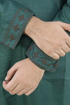 Men’s Green Clssic Embroidered Punjabi Taqwdeer-1