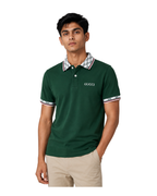 Premium Green Polo Shirt with Printed Collar & Sleeve Rib