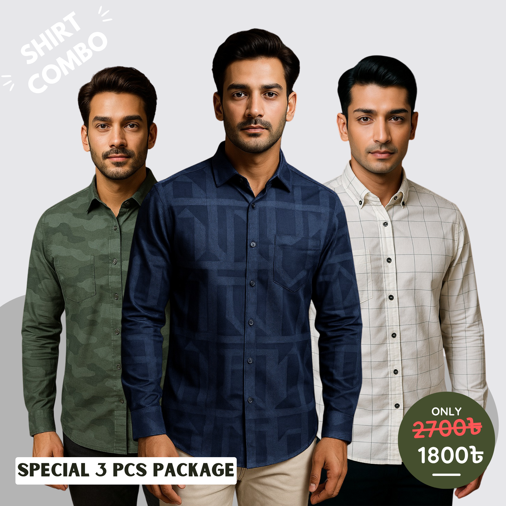 Special Full Sleeve Shirt 3Pcs Combo -2