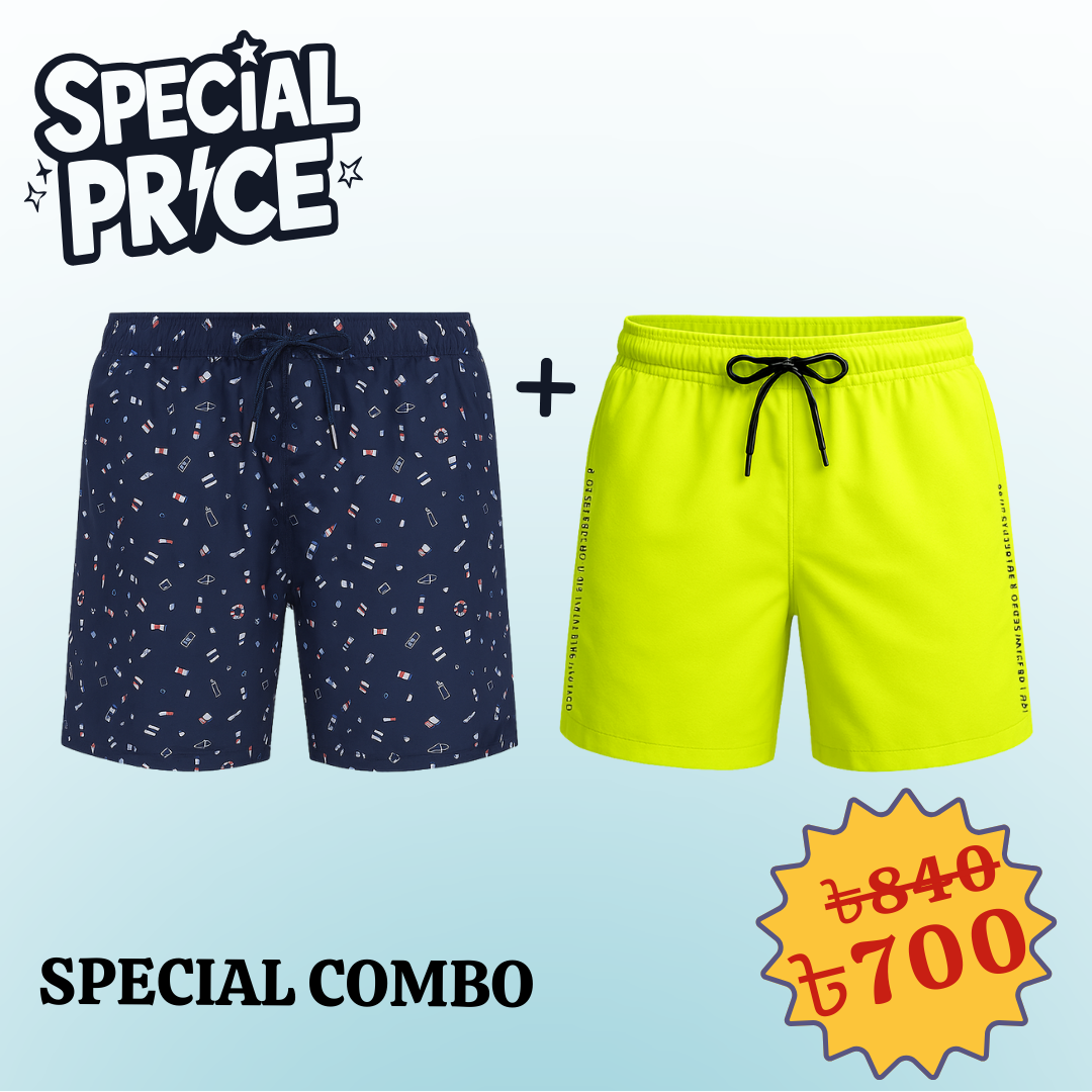 SwimShorts Special Combo Offer Neon and Navy Print 2 pcs