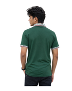Premium Green Polo Shirt with Printed Collar & Sleeve Rib