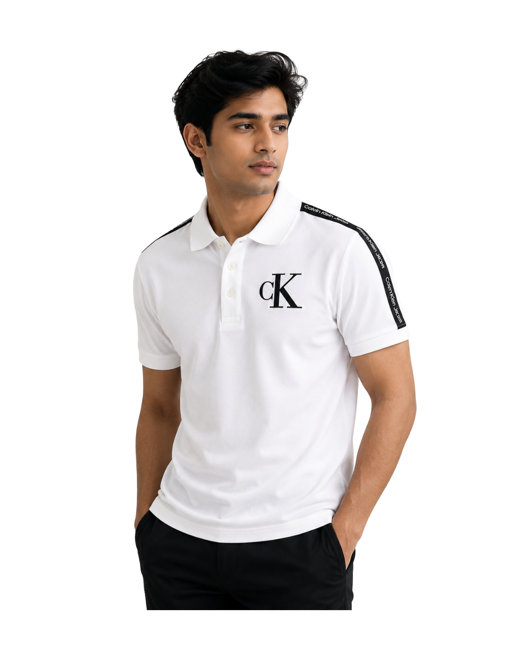 Premium White CK Style Polo T-Shirt for Men