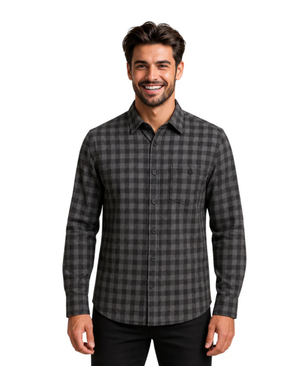Stylish Gents Full Sleeve Check Shirt – Black