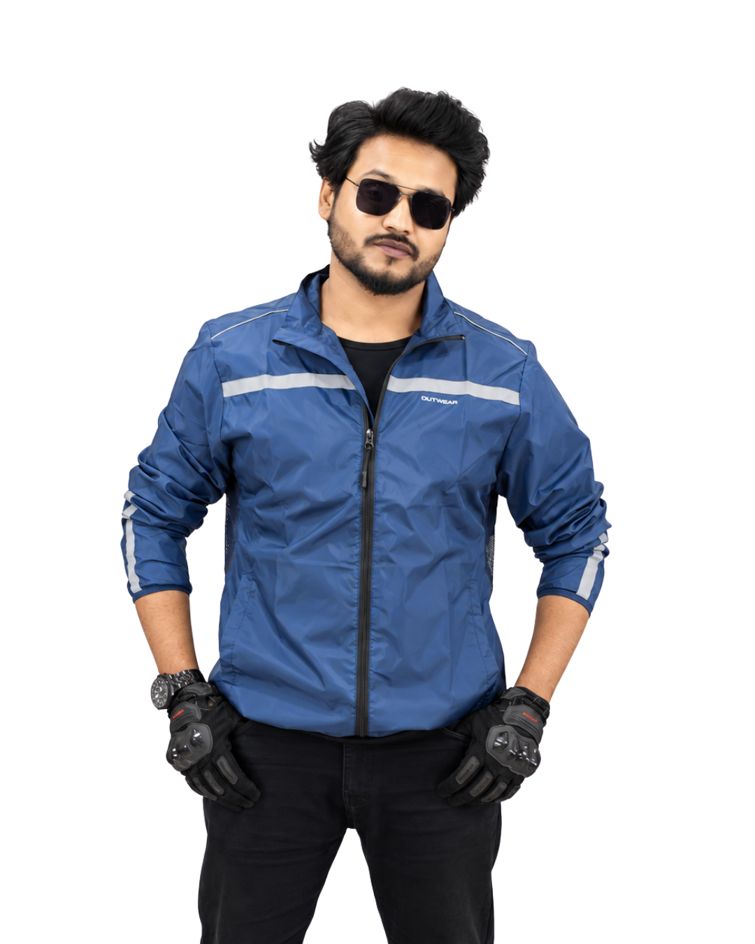 Premium Biker Windbreaker for Men’s - Steel Blue