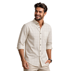 Men's White Check Shirt - Full Sleeve Cotton Casual Shirt