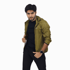 Windbreaker Travel Jacket with Portable Bag Brown